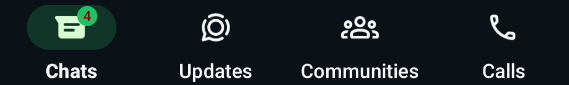 A navigation bar with four tabs.
